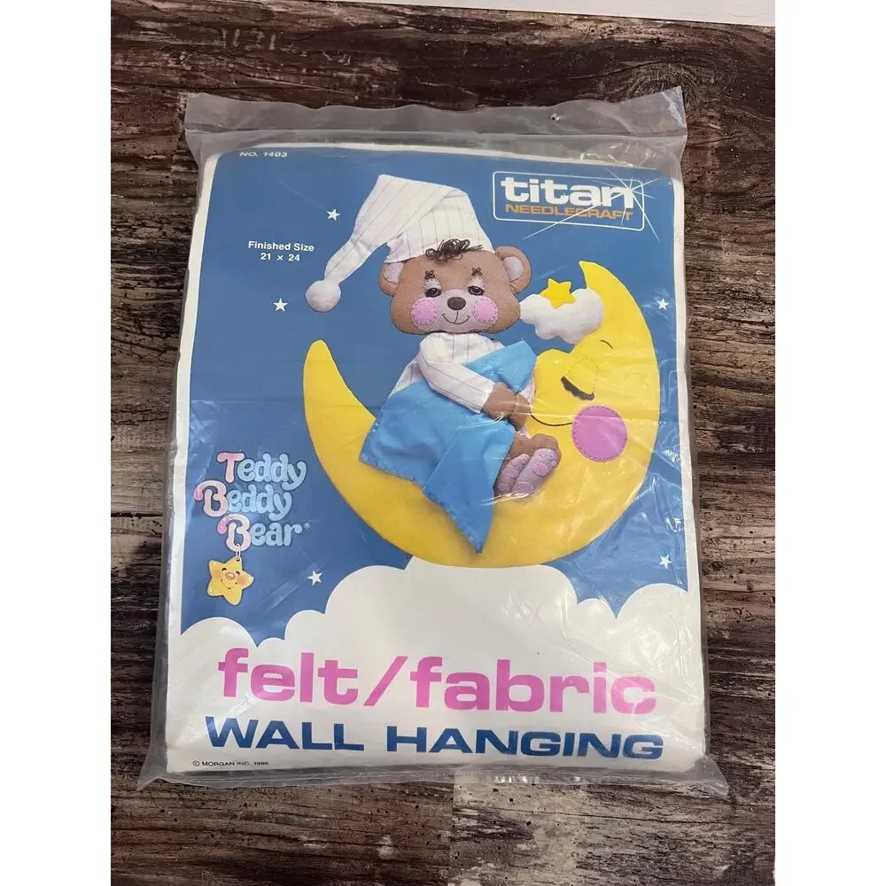 Vintage 1986 Teddy Beddy Bear Wall Hanging Kit, Unopened Felt Craft Kit, NOS